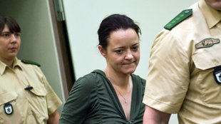 Die Angeklagte Beate Zschäpe im Gerichtssaal des Oberlandesgerichts in München