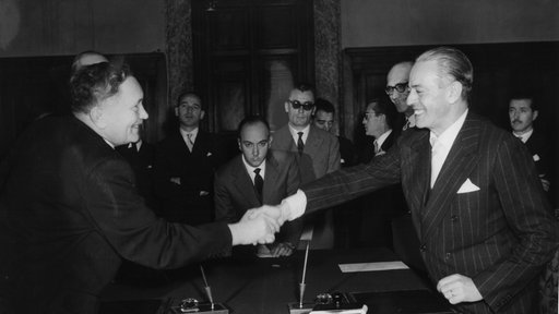 Wirtschaftsminister Deutschlands und  italienischer Außenminister 1955