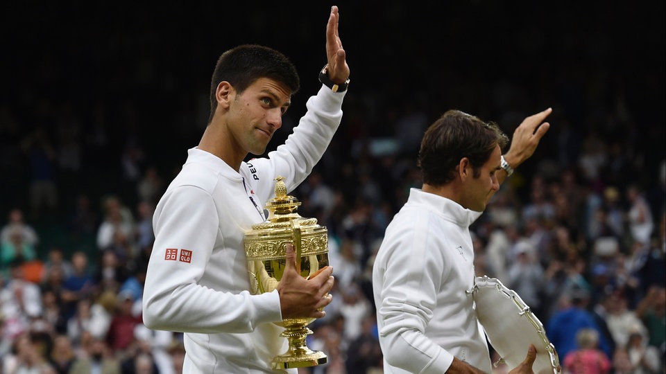 Novak Đoković i Roger Federer nakon proglašenja na Wimbledonu