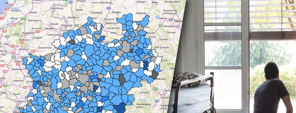 Karte mit einer Übersicht der Gemeinden NRW 