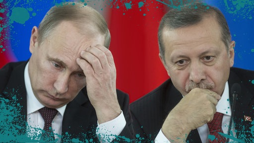 Collage: Der russische Prasident Wladimir Putin und sein türkischer Amtskollege Recep Tayyip Erdogan