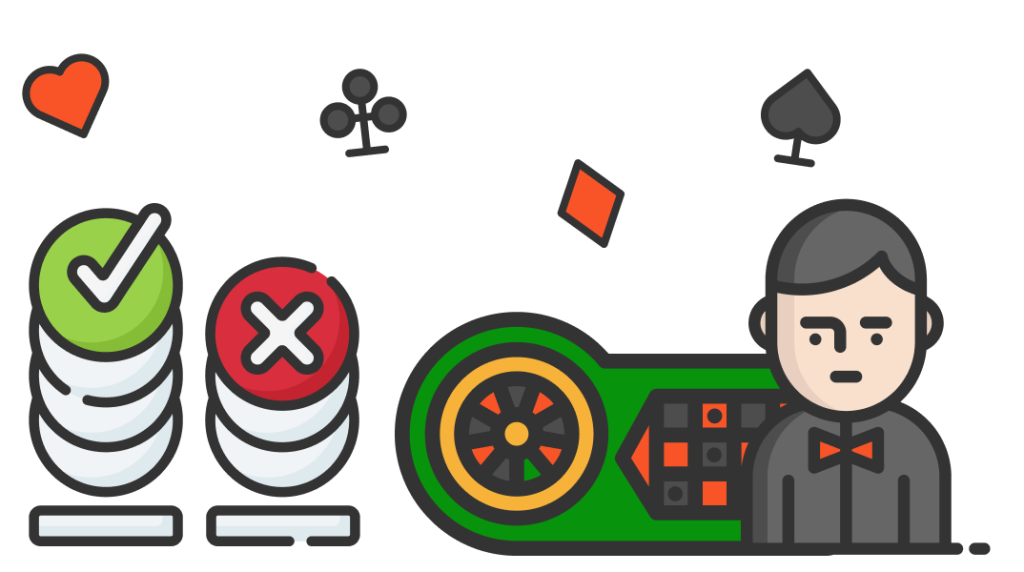 Ein Roulette-Tisch mit Croupier und Vor- und Nachteilen - Tick und Cross