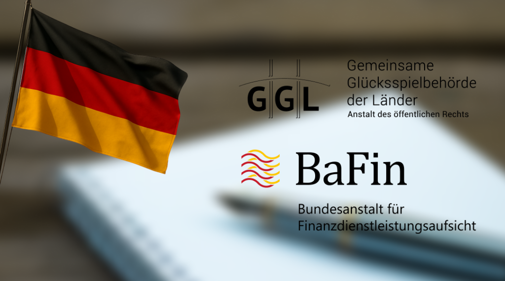 Eine deutsche Flagge neben dem GGL- und BaFin-Logo